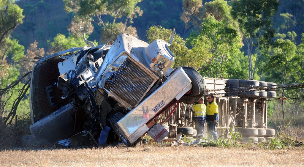 The wreckage from the horror crash that killed a former Warwick couple near Townsville in the early hours of yesterday morning. The wreckage from the horror crash that killed a former Warwick couple near Townsville in the early hours of yesterday morning.